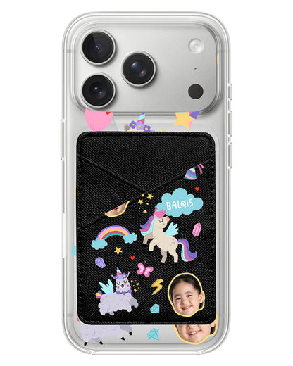iPhone Phone Wallet Case - Face Grid Unicorn