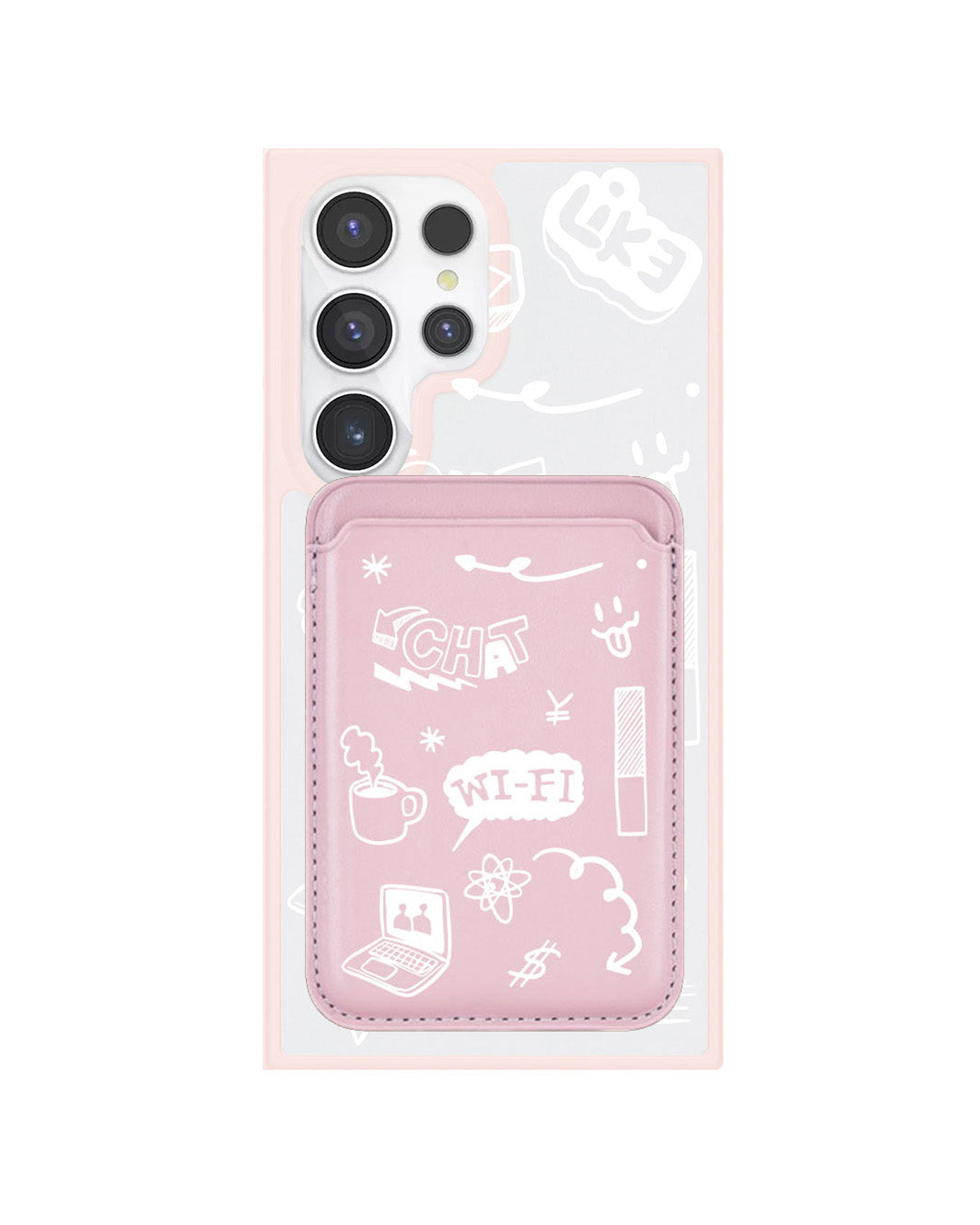 Android Magnetic Wallet Case - Social White
