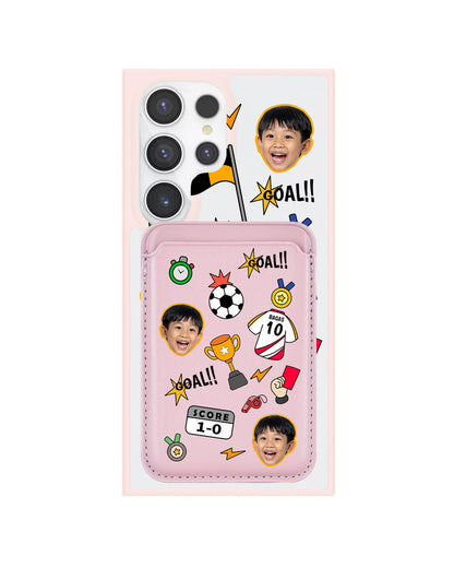 Android Magnetic Wallet Case - Face Grid Soccer