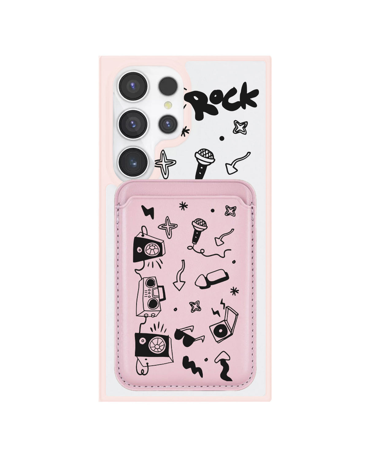 Android Magnetic Wallet Case - Rock N Roll Black