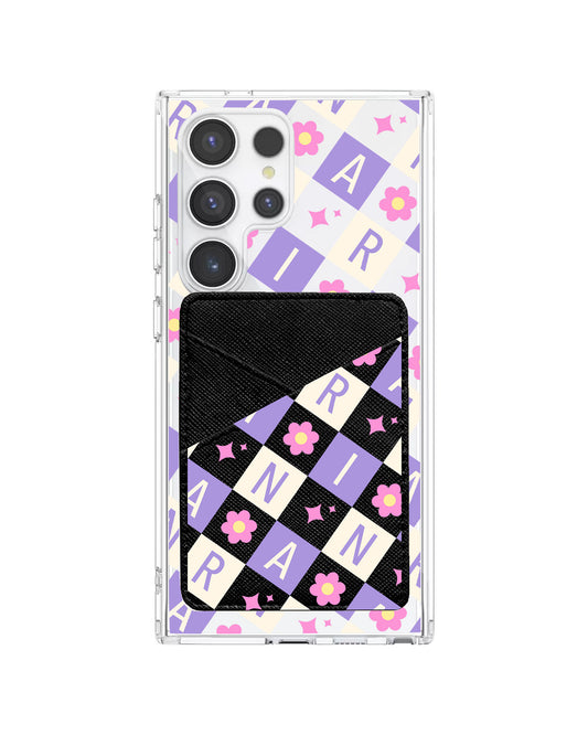 Android Phone Wallet Case - Flower Grid Monogram 3.0