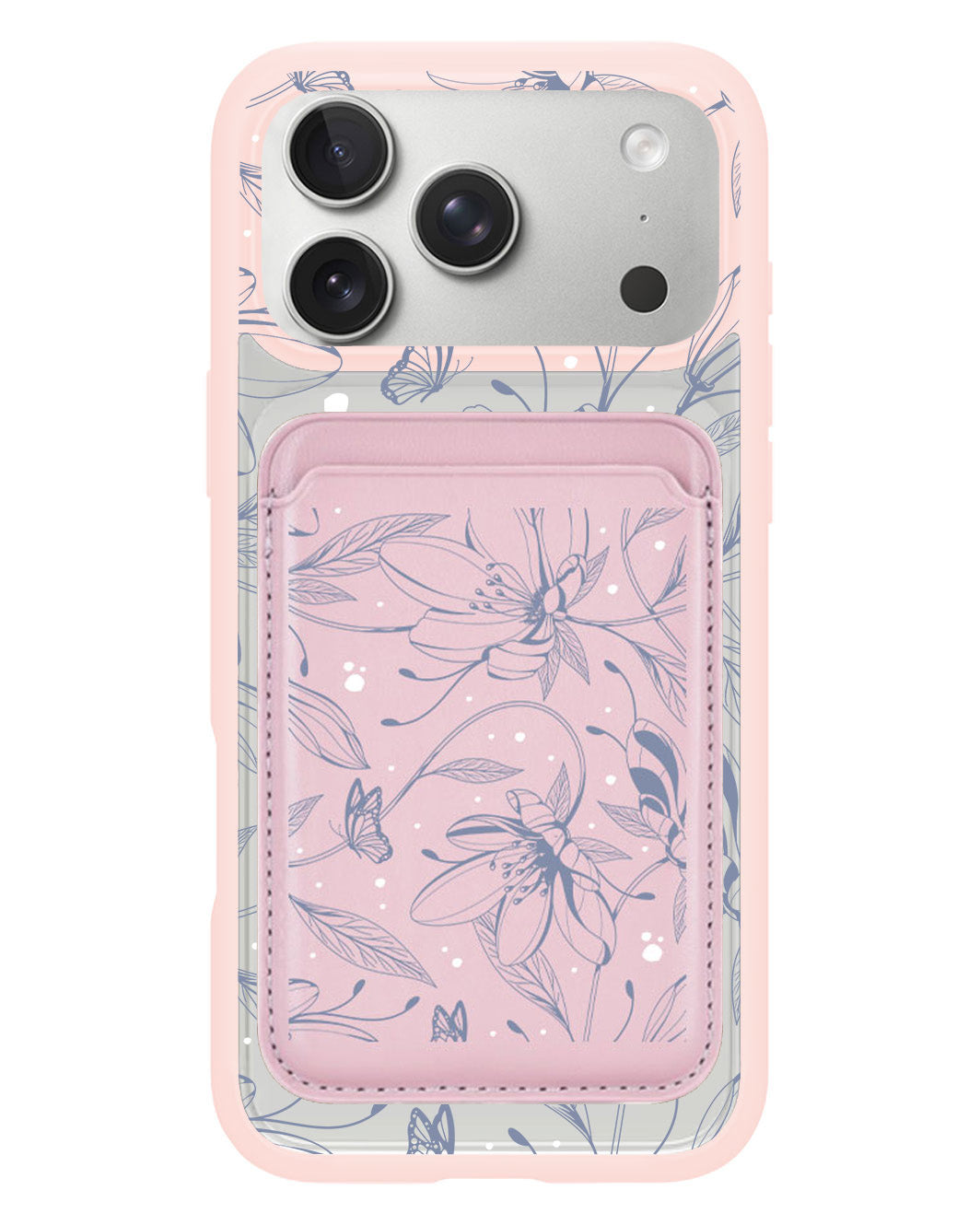 iPhone Magnetic Wallet Case - Sketchy Flower & Butterfly 2.0