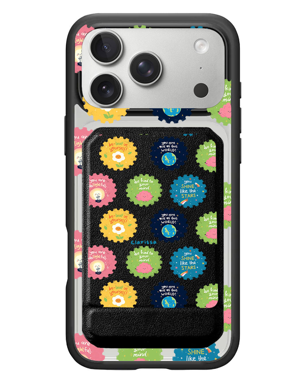 iPhone Magnetic Multifold Wallet - Quotes Stamps