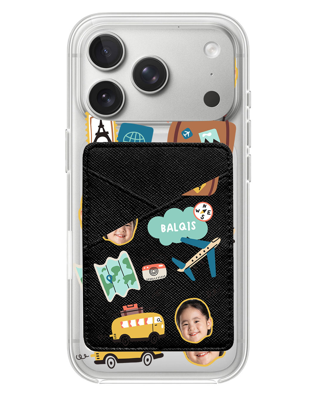 iPhone Phone Wallet Case - Face Grid Travel