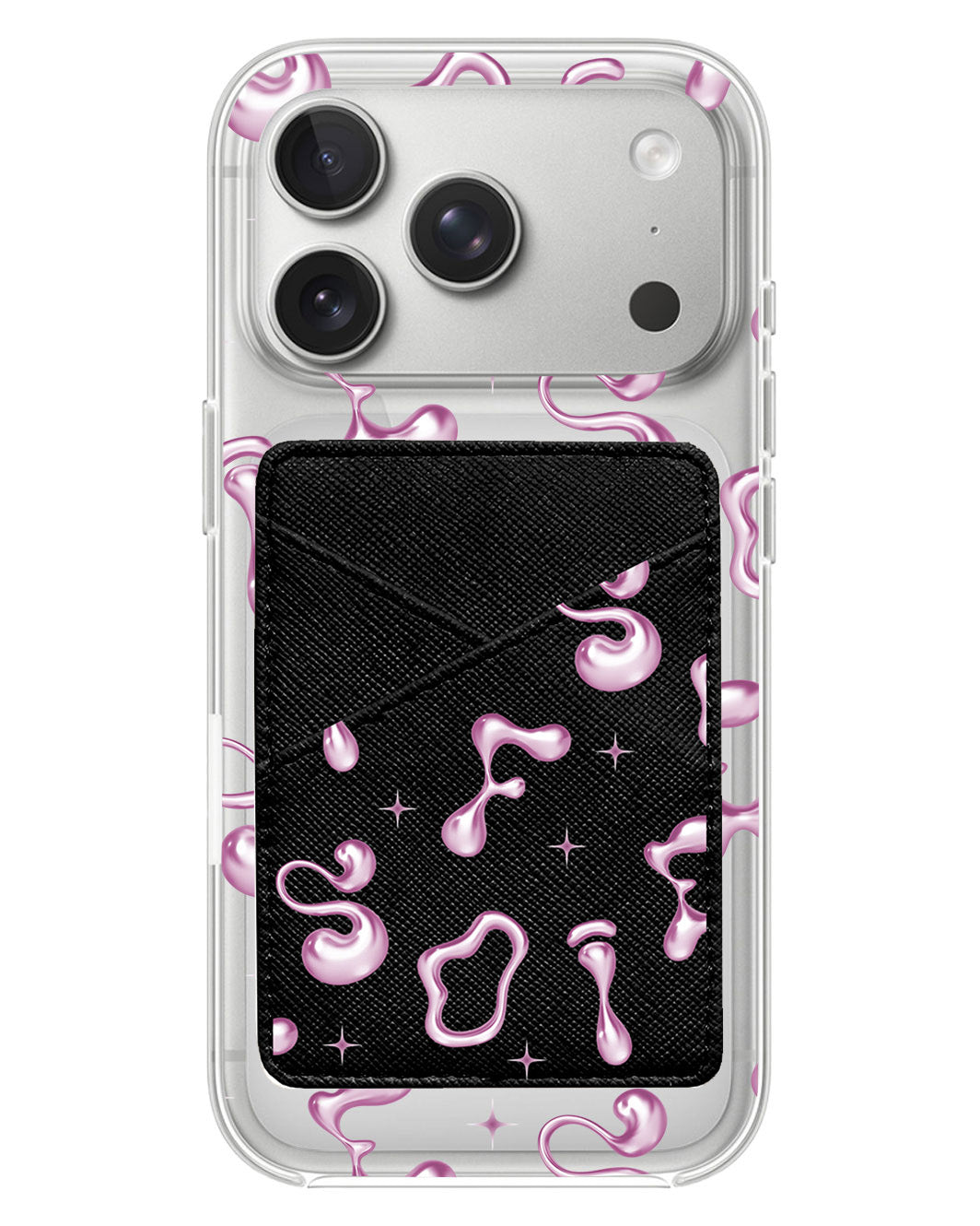 iPhone Phone Wallet Case - Pink Chrome Monogram