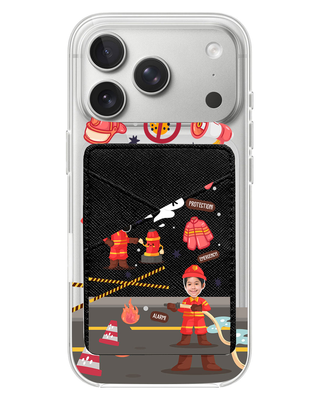 iPhone Phone Wallet Case - Face Grid Dream Firefighter