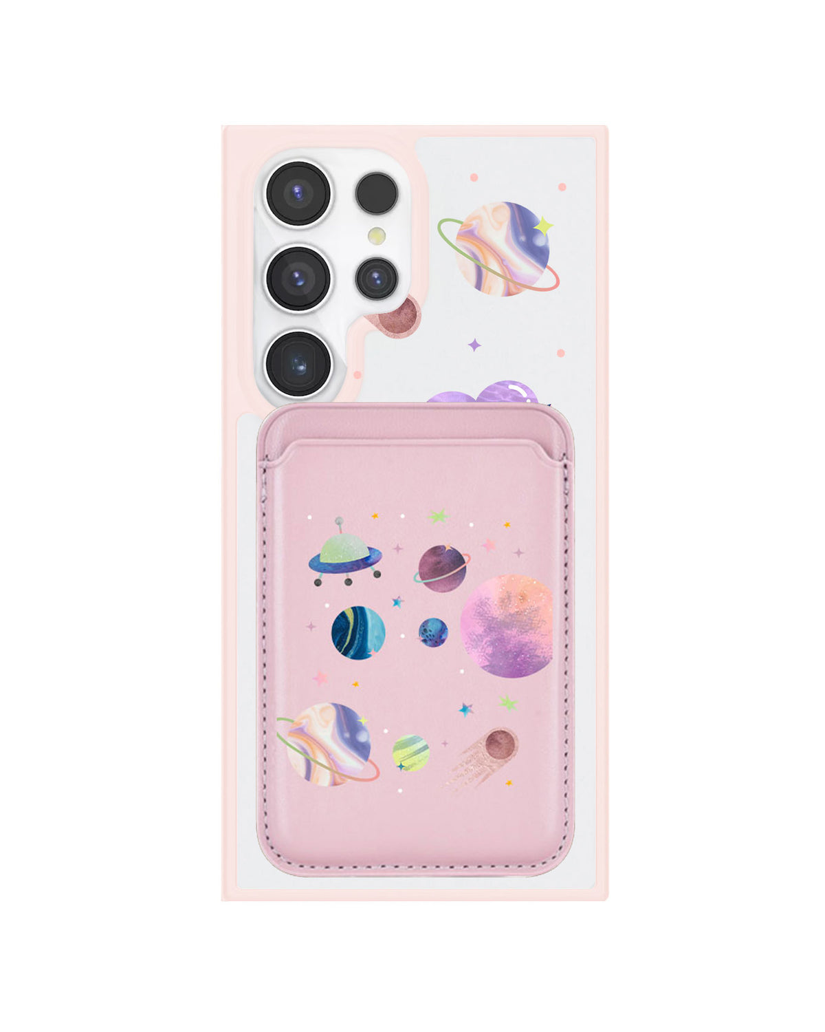 Android Magnetic Wallet Case - Pink Planet