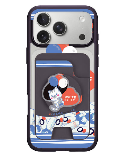 iPhone Magpop Wallet - White Kitty