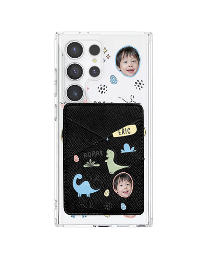 Android Phone Wallet Case - Face Grid Dino