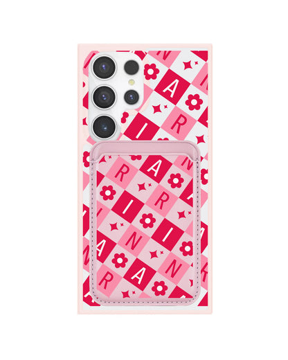 Android Magnetic Wallet Case - Flower Grid Monogram 1.0