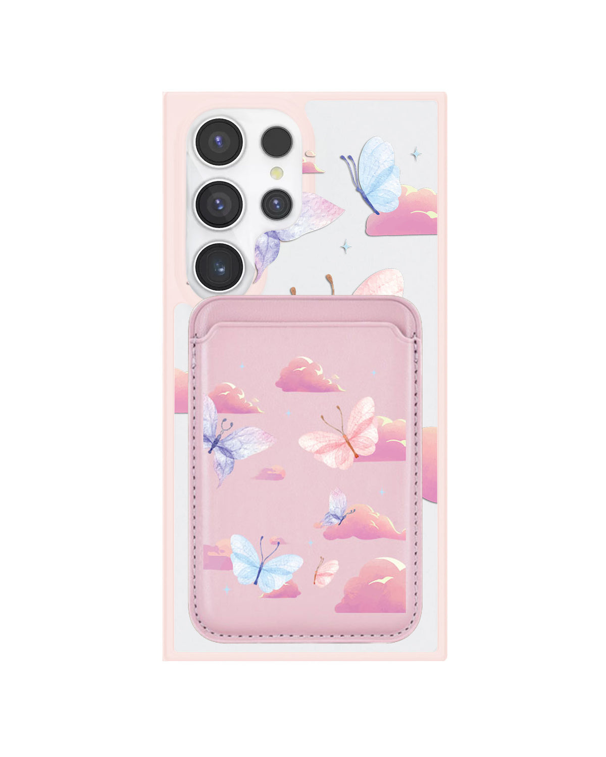 Android Magnetic Wallet Case - Butterfly & Clouds