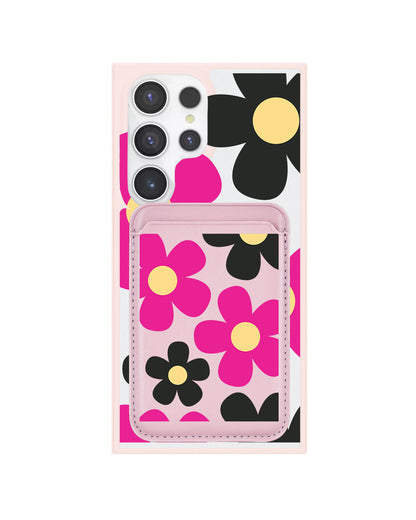 Android Magnetic Wallet Case - Daisy Hot Pink