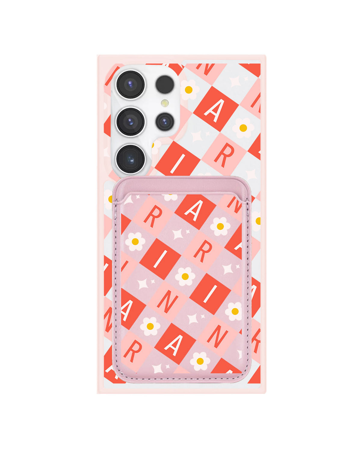 Android Magnetic Wallet Case - Flower Grid Monogram 2.0