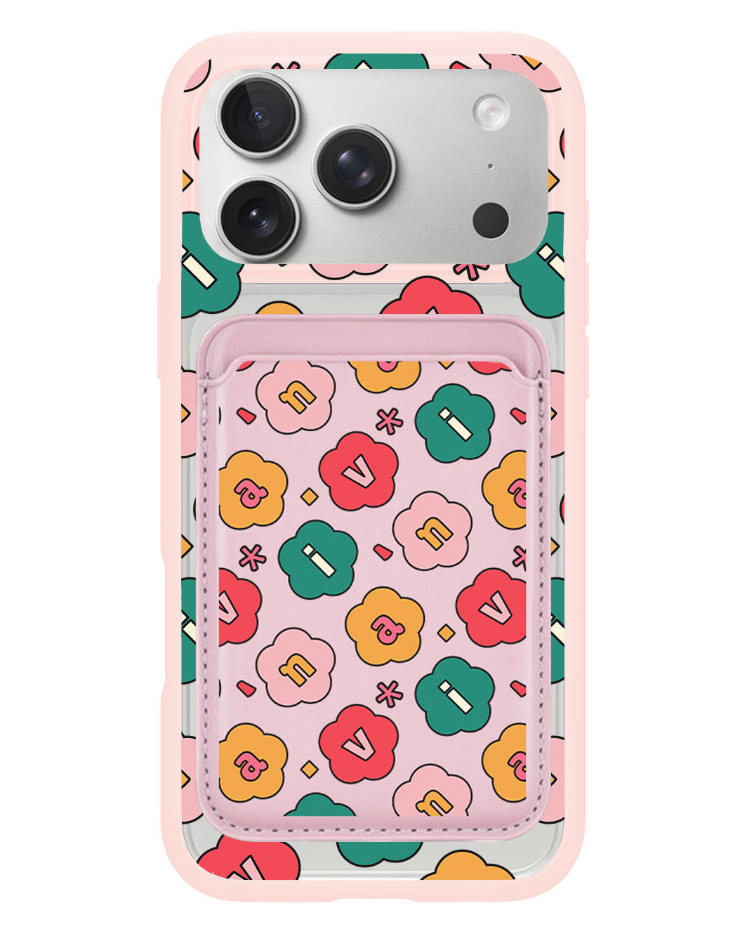 iPhone Magnetic Wallet Case - Flower Petals Monogram 3.0