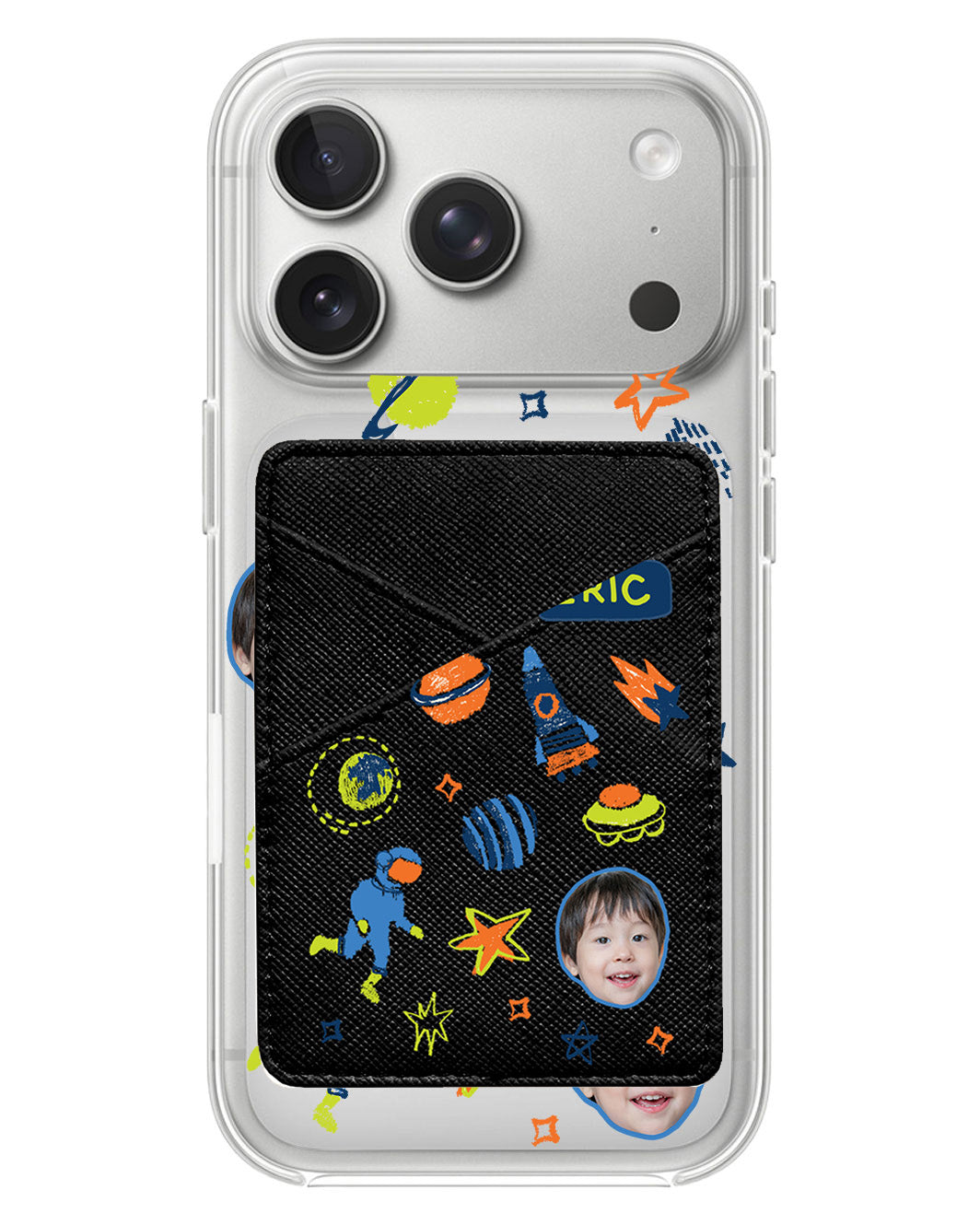 iPhone Phone Wallet Case - Face Grid Galaxy