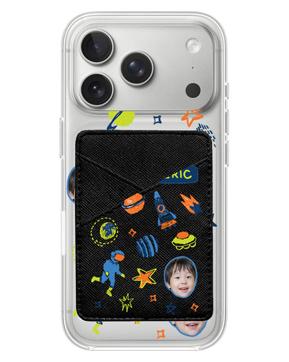 iPhone Phone Wallet Case - Face Grid Galaxy