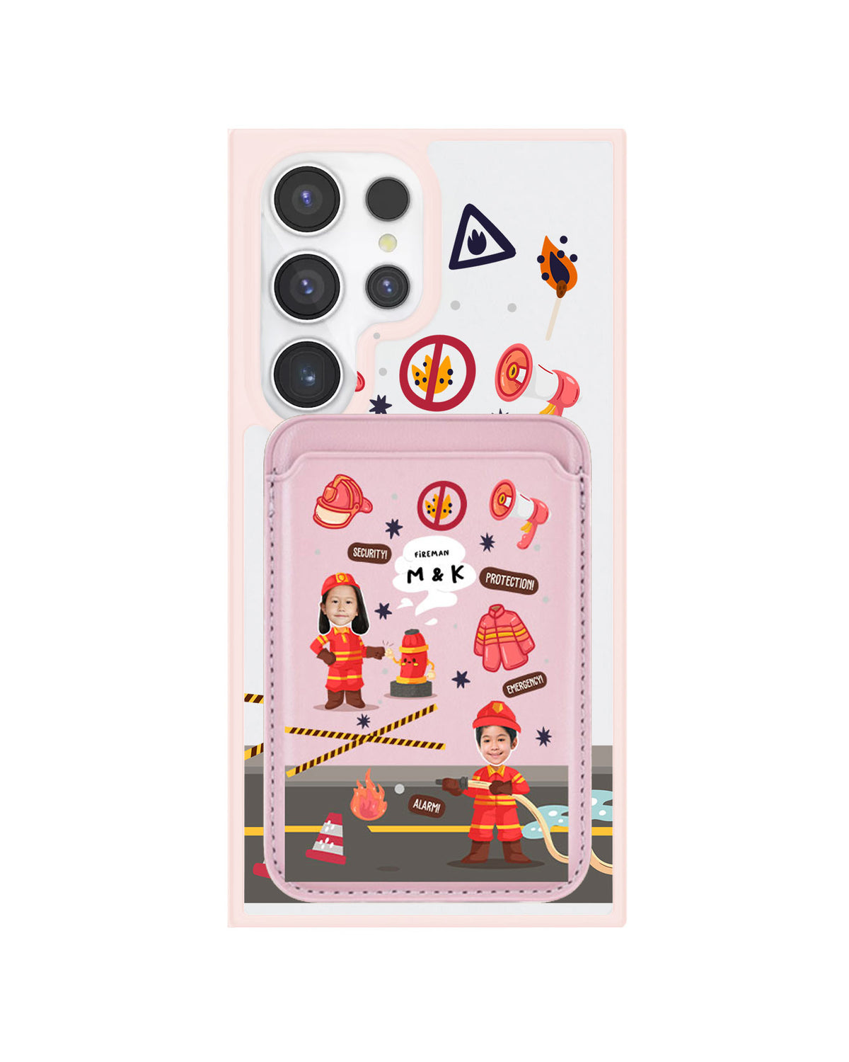 Android Magnetic Wallet Case - Face Grid Dream Firefighter