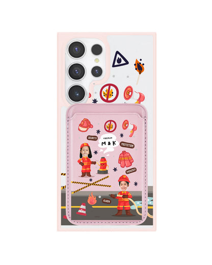 Android Magnetic Wallet Case - Face Grid Dream Firefighter