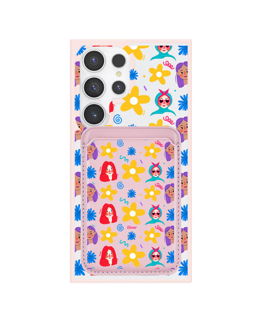 Android Magnetic Wallet Case - Daisy Faces