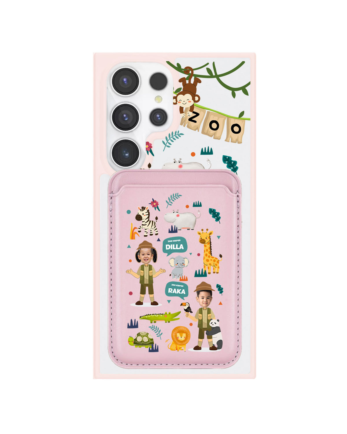 Android Magnetic Wallet Case - Face Grid Dream Zoo Keeper
