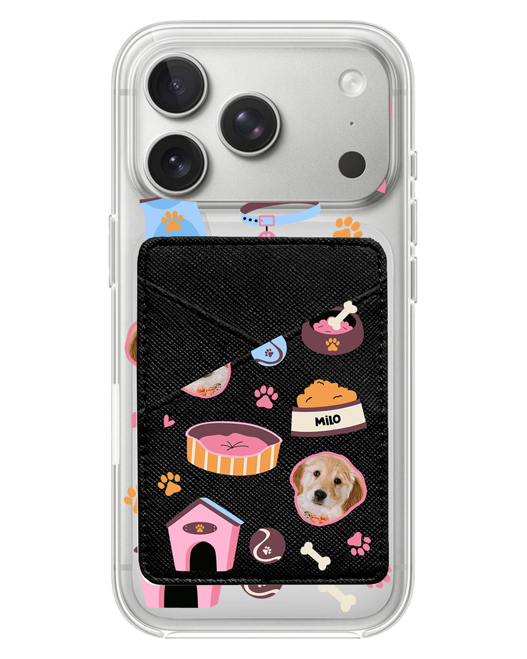 iPhone Phone Wallet Case - Pet Grid Puppy Cozy Day