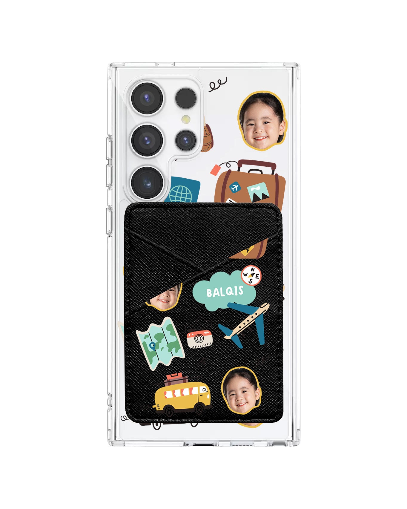 Android Phone Wallet Case - Face Grid Travel