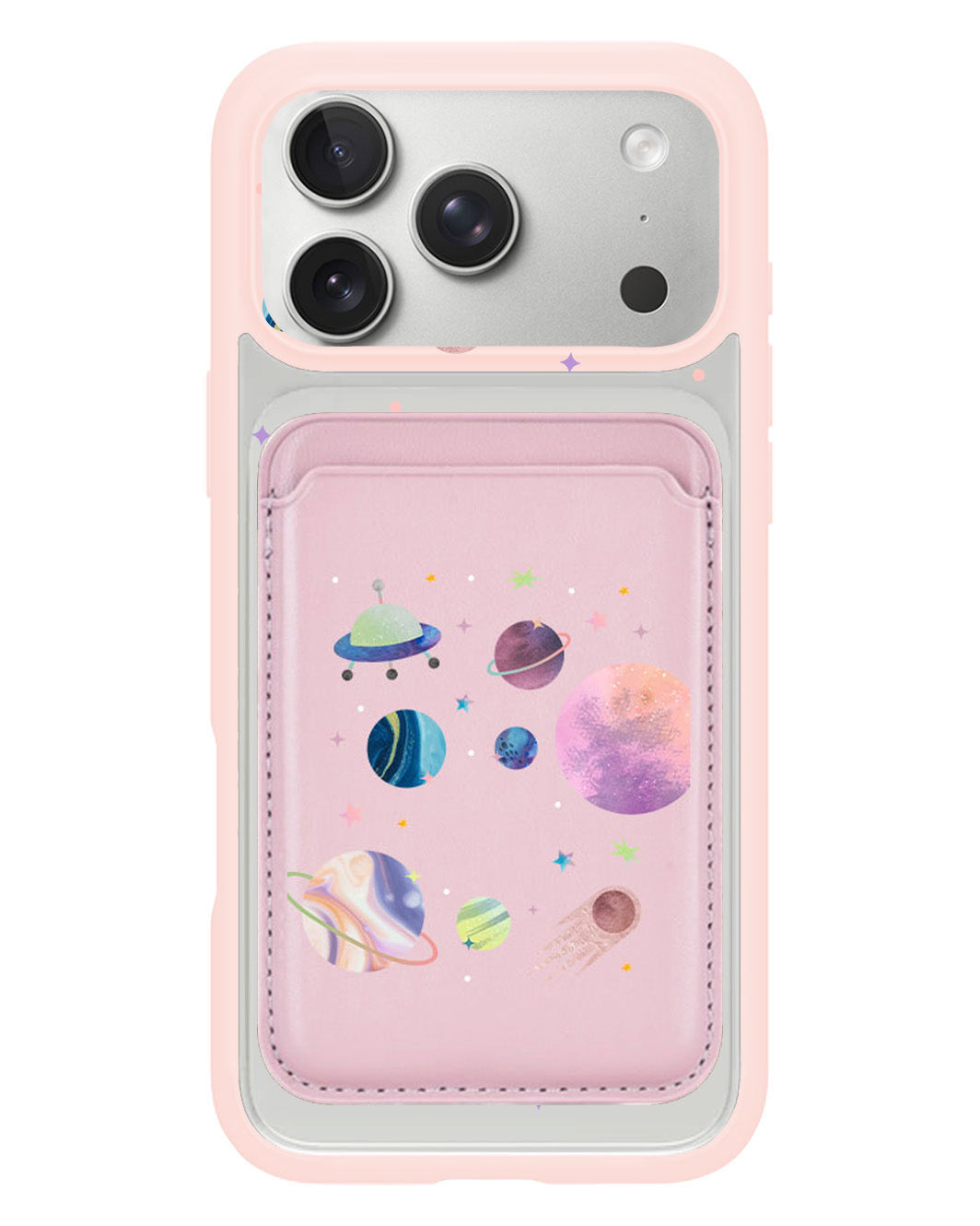 iPhone Magnetic Wallet Case - Pink Planet