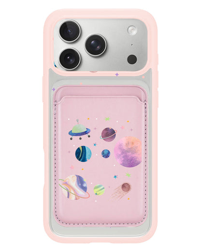 iPhone Magnetic Wallet Case - Pink Planet