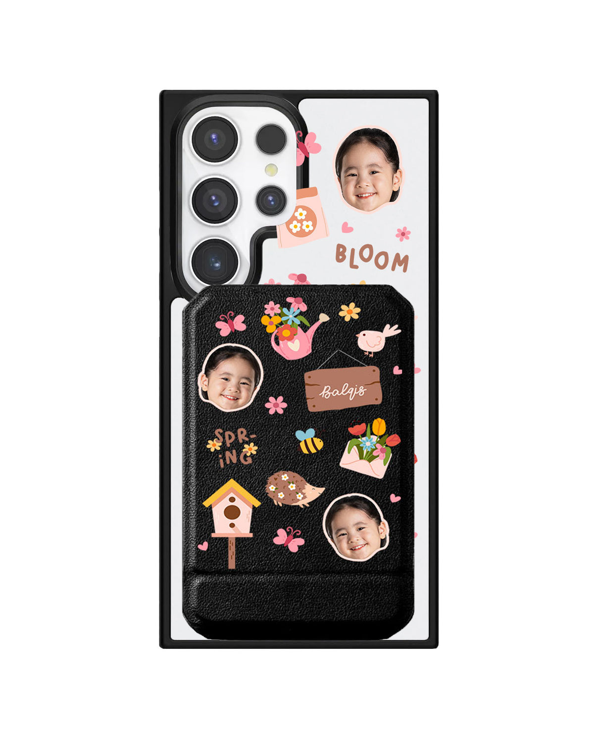 Android Magnetic Multifold Wallet - Face Grid Spring Bloom