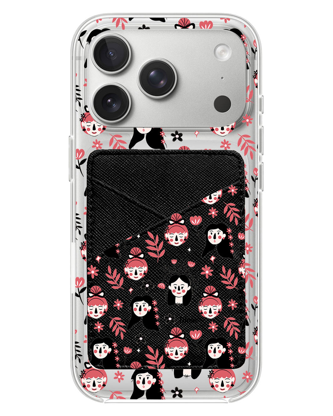 iPhone Phone Wallet Case - Flowery Faces