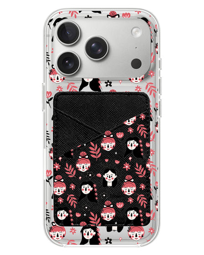iPhone Phone Wallet Case - Flowery Faces