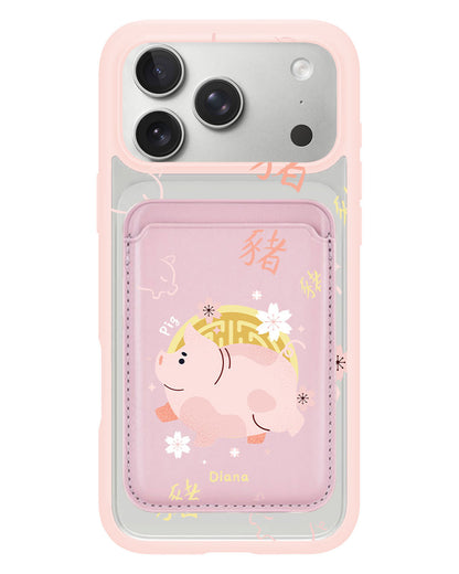 iPhone Magnetic Wallet Case - Pig (Chinese Zodiac / Shio)