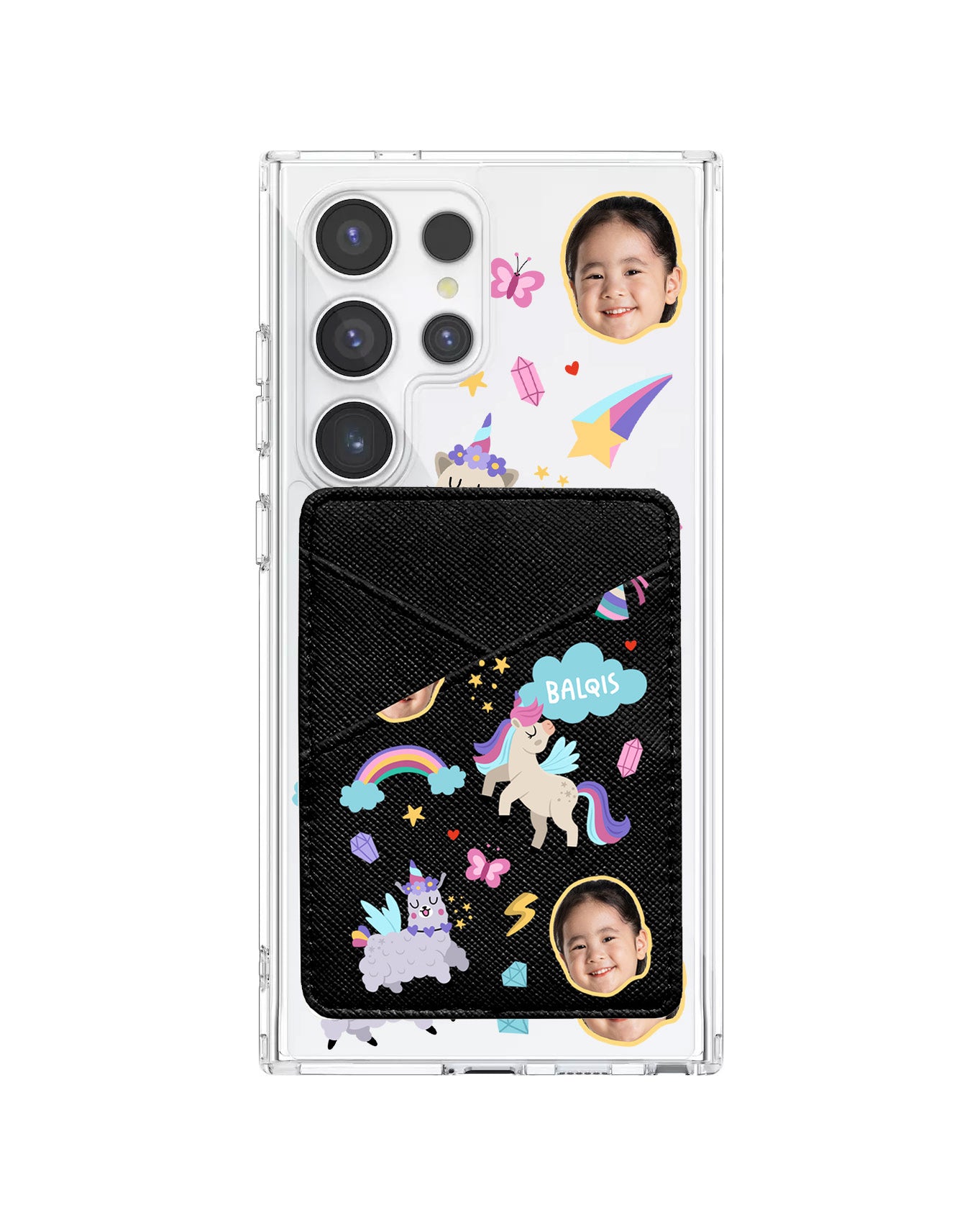 Android Phone Wallet Case - Face Grid Unicorn