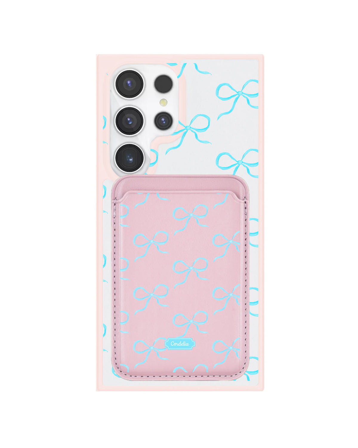 Android Magnetic Wallet Case - Coquette Blue Bow