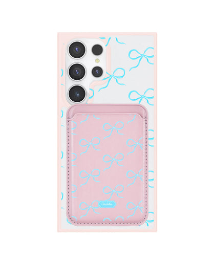 Android Magnetic Wallet Case - Coquette Blue Bow
