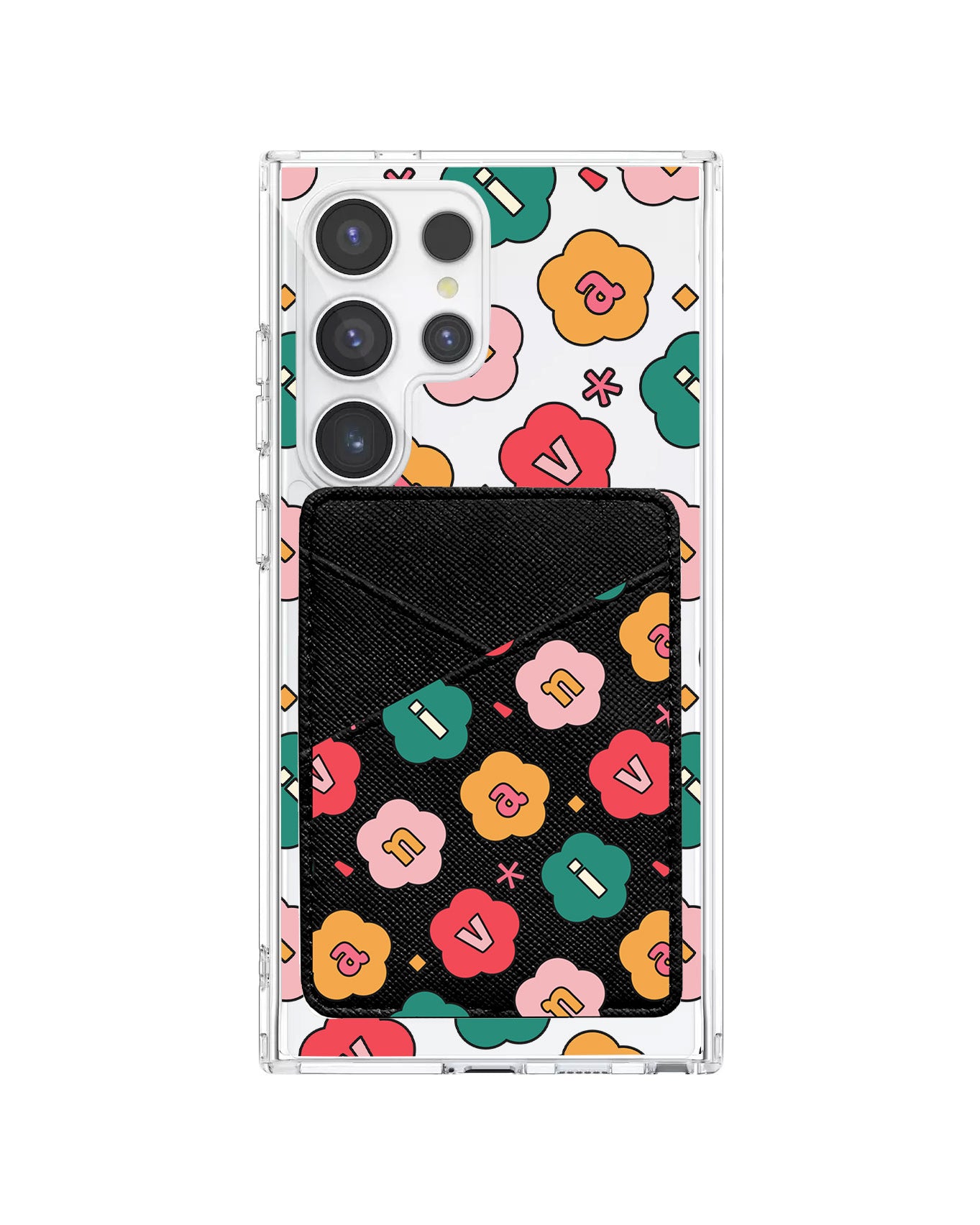 Android Phone Wallet Case - Flower Petals Monogram 3.0