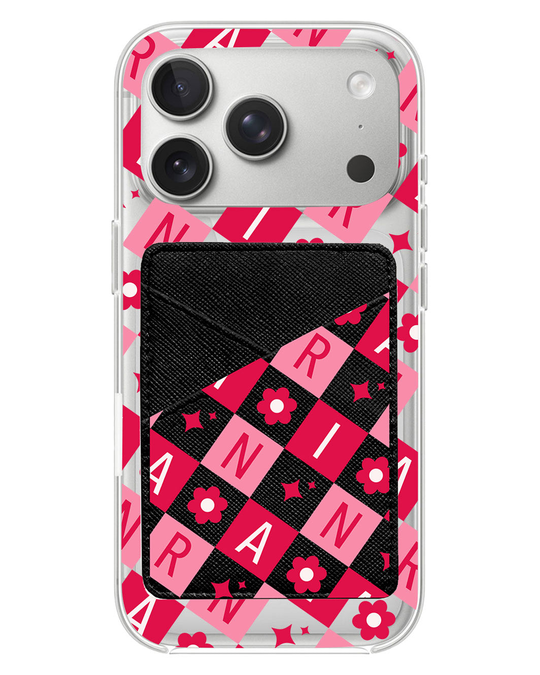 iPhone Phone Wallet Case - Flower Grid Monogram 1.0