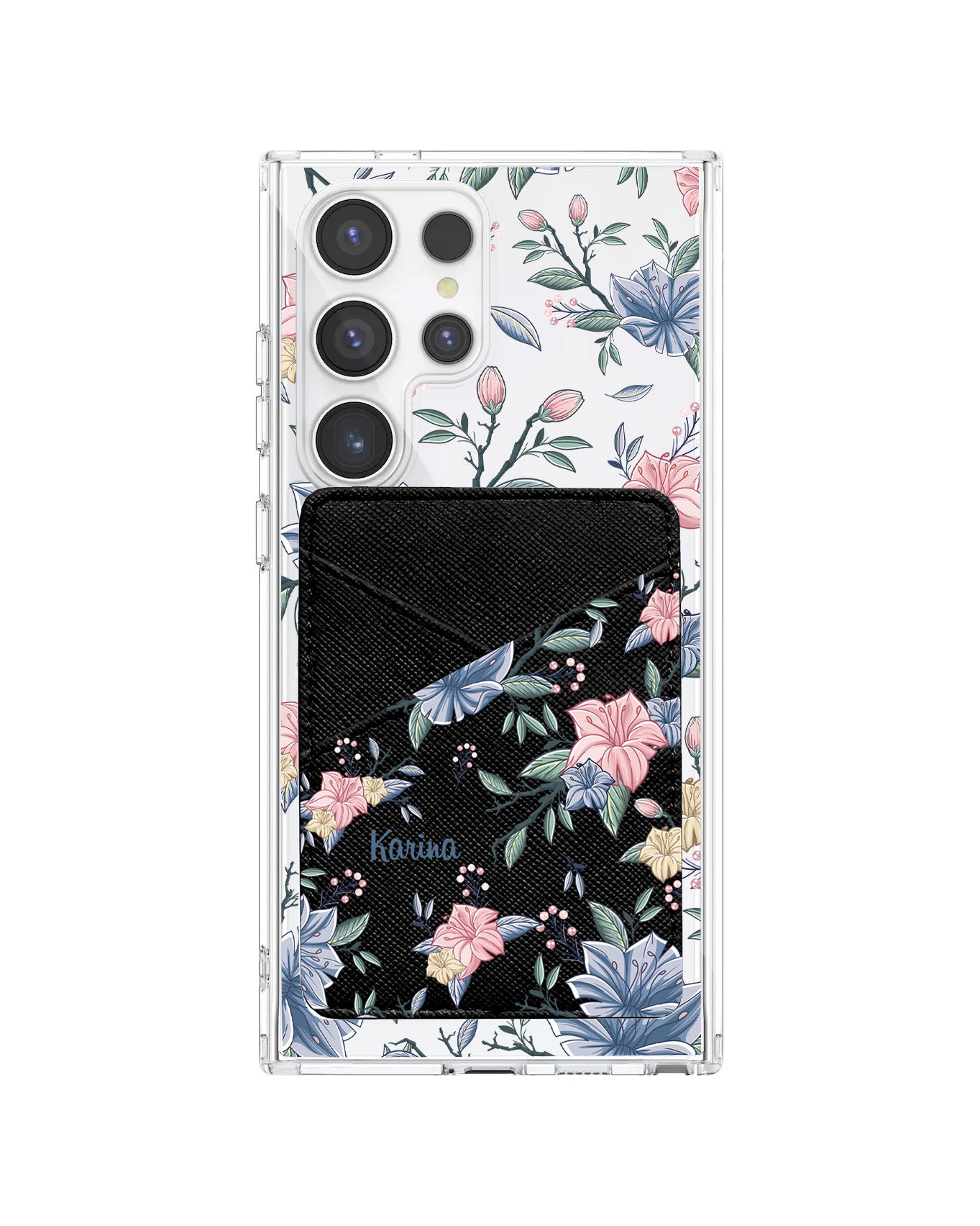 Android Phone Wallet Case - Pink & Blue Floral