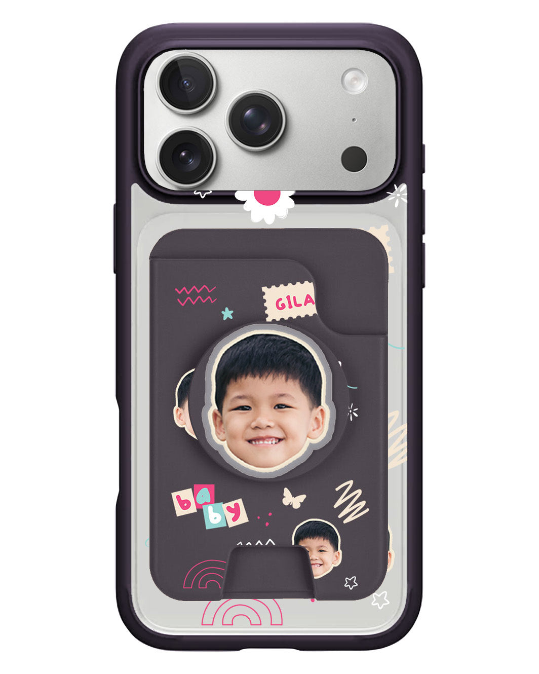 iPhone Magpop Wallet - Face Grid Abstract
