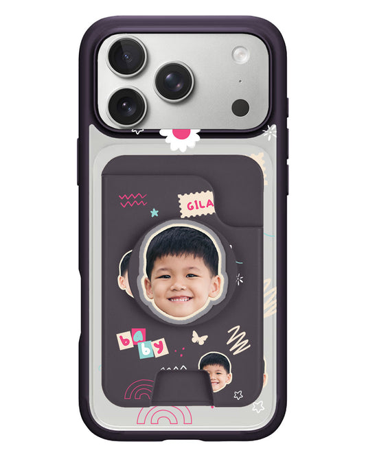 iPhone Magpop Wallet - Face Grid Abstract