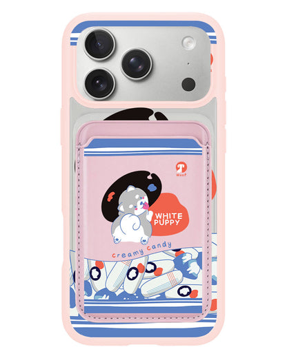 iPhone Magnetic Wallet Case - White Puppy