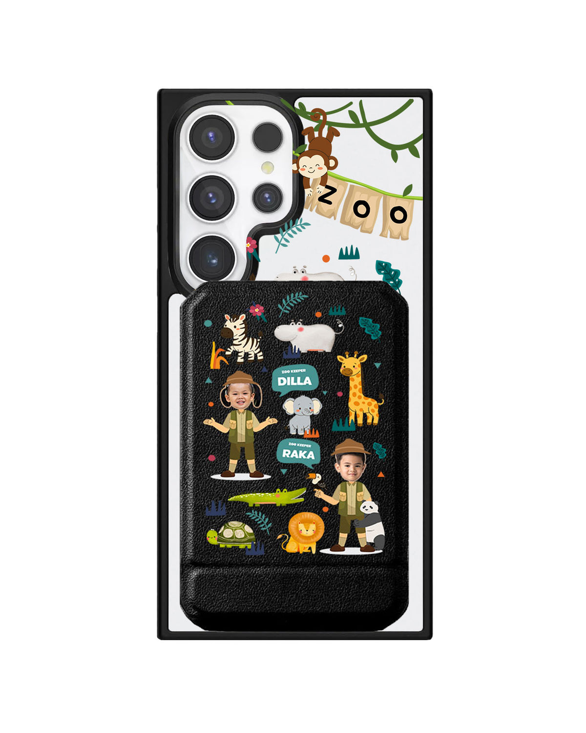 Android Magnetic Multifold Wallet - Face Grid Dream Zoo Keeper
