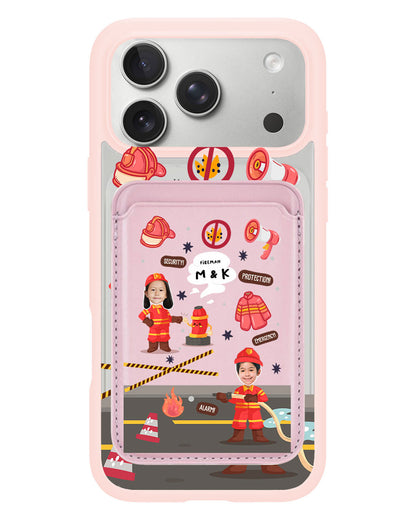 iPhone Magnetic Wallet Case - Face Grid Dream Firefighter