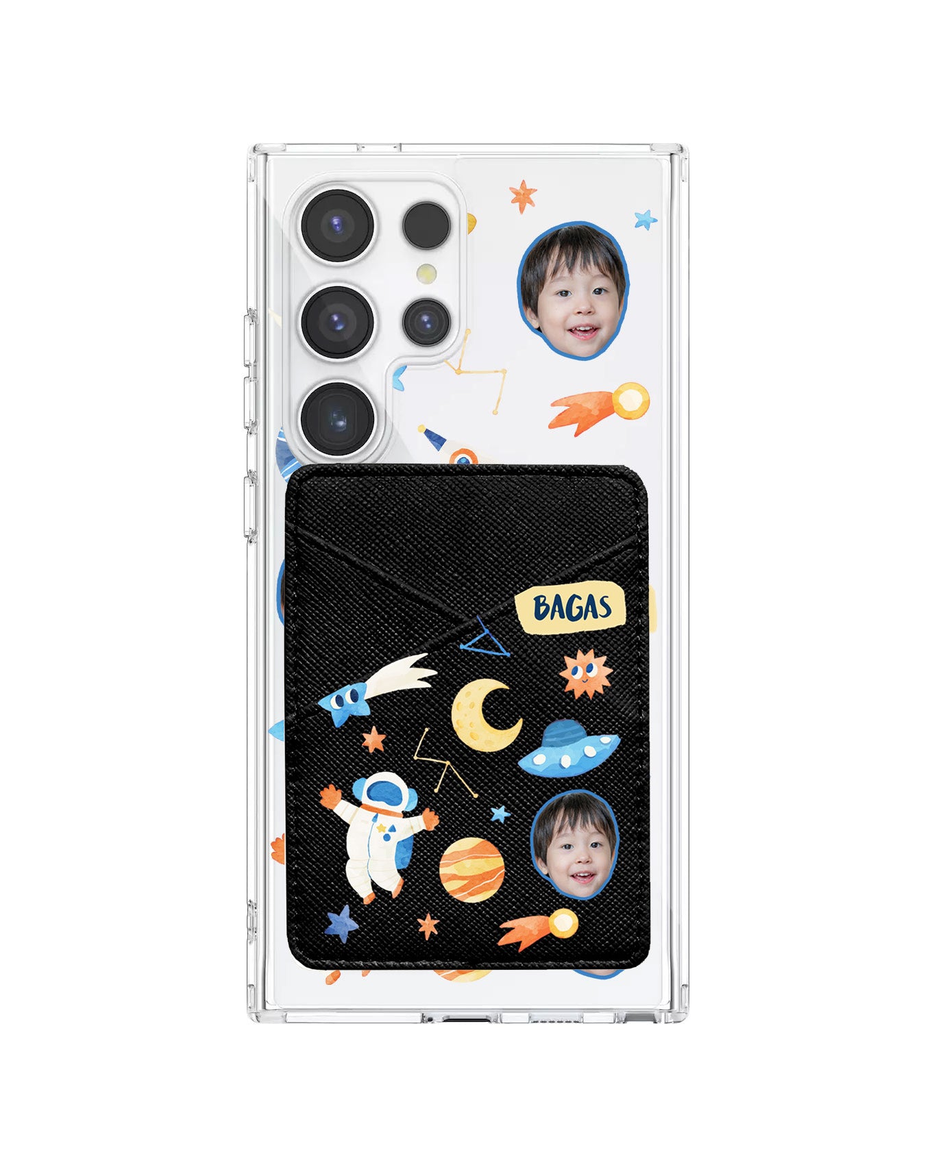 Android Phone Wallet Case - Face Grid Astronout