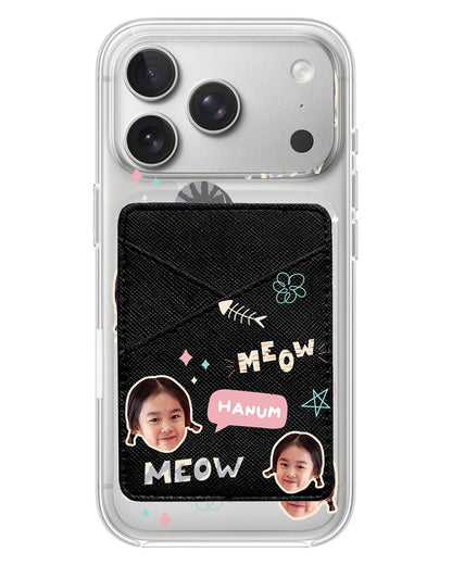 iPhone Phone Wallet Case - Face Grid Kitty