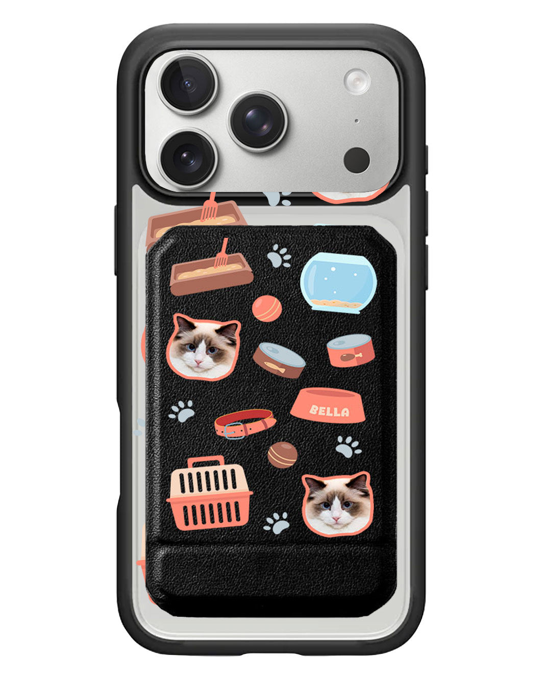 iPhone Magnetic Multifold Wallet - Pet Grid Kitty Cozy Corner