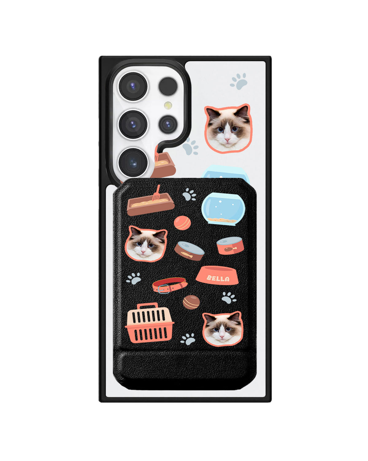 Android Magnetic Multifold Wallet - Pet Grid Kitty Cozy Corner