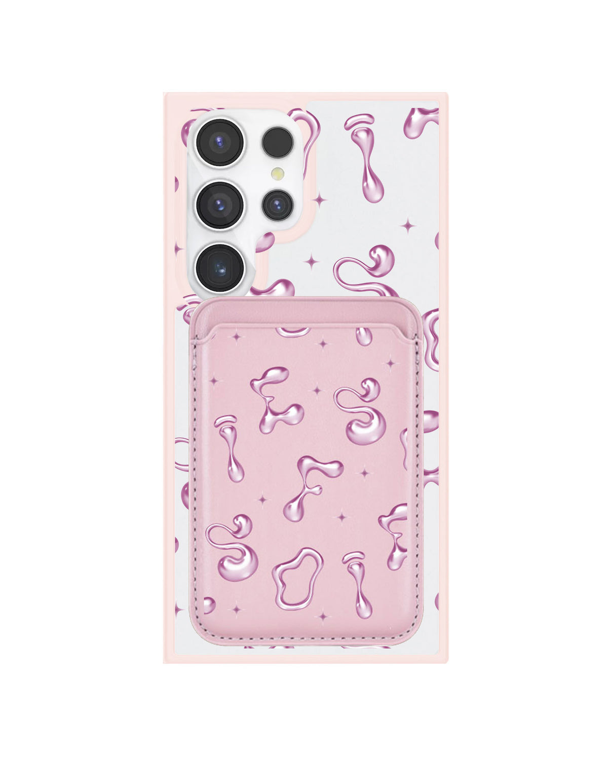 Android Magnetic Wallet Case - Pink Chrome Monogram