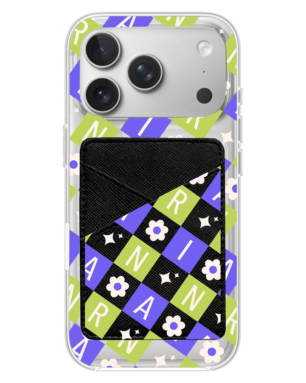 iPhone Phone Wallet Case - Flower Grid Monogram 5.0