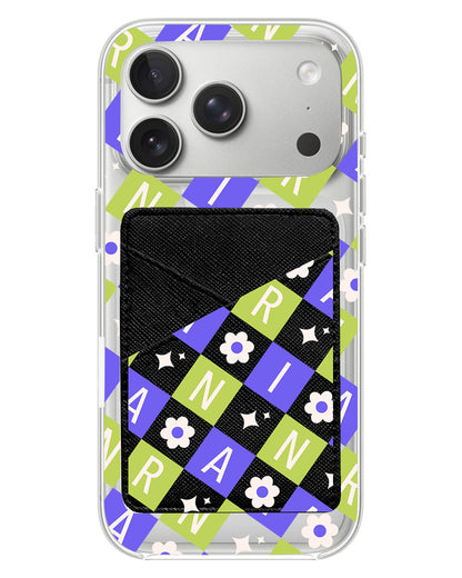 iPhone Phone Wallet Case - Flower Grid Monogram 5.0
